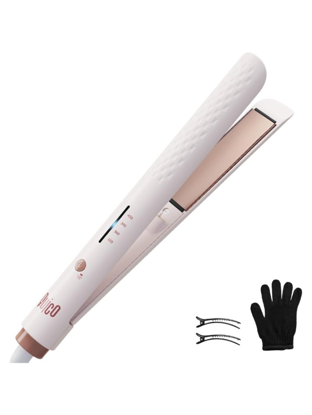 Ceramic Tourmaline Flat Iron Hair Straightener with Glove & Clips